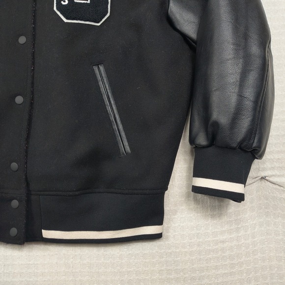 GAP Varsity Classic G 1969 Black Wool Leather Sleeve Letterman Jacket Mens M - Picture 11 of 15
